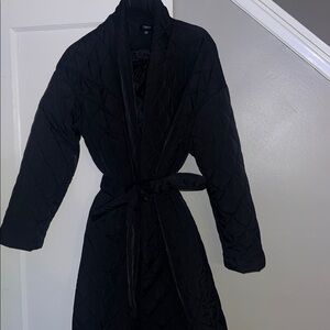 Elegant Black Quilted belted trench coat